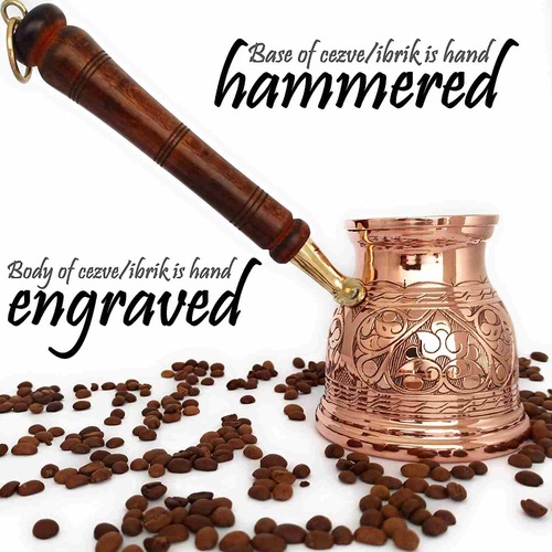DEDE Copper IST Series Greek Turkish Coffee Pot - Hammered Engraved Copper