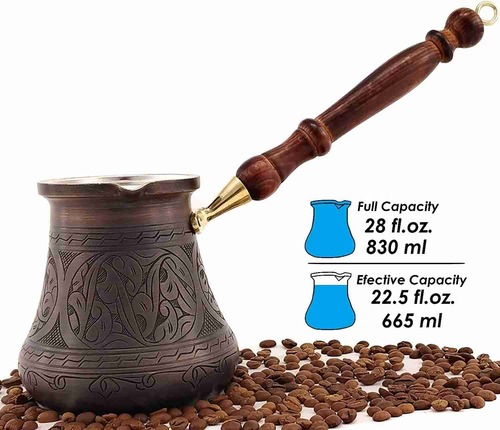 The Silk Road Trade PCA Series Copper Turkish Coffee Pot - XXL Size