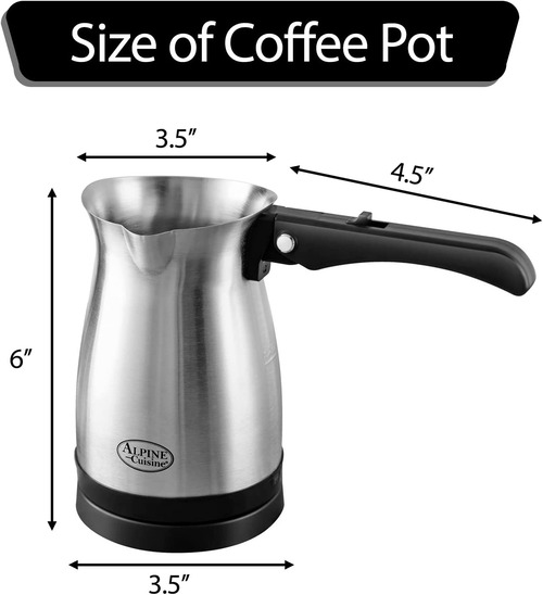 Electric Turkish Coffee Maker Pot - Size Dimensions