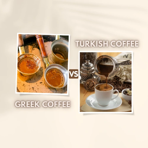 Montage of Greek Coffee vs Turkish Coffee