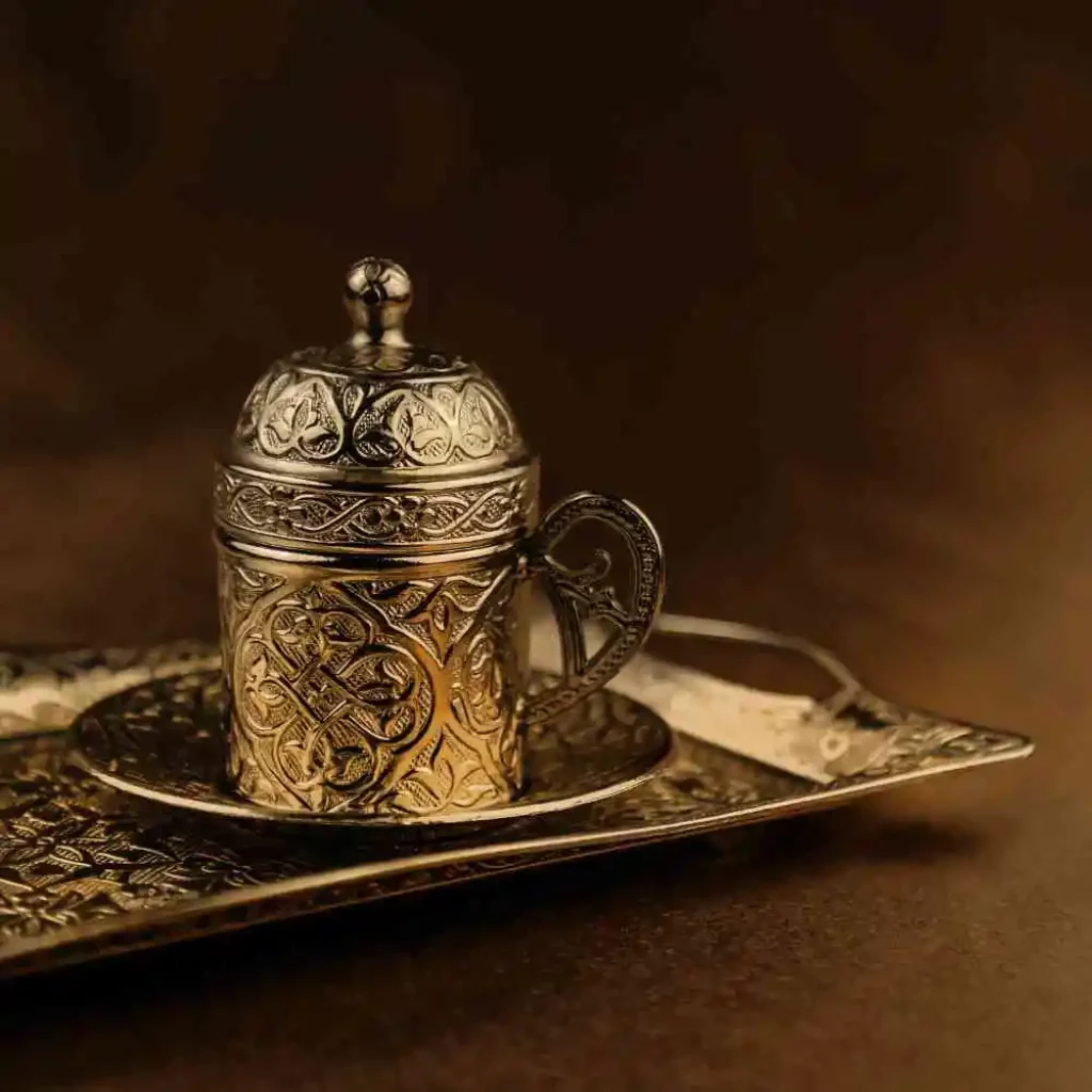 a decorative Turkish coffee serving tray