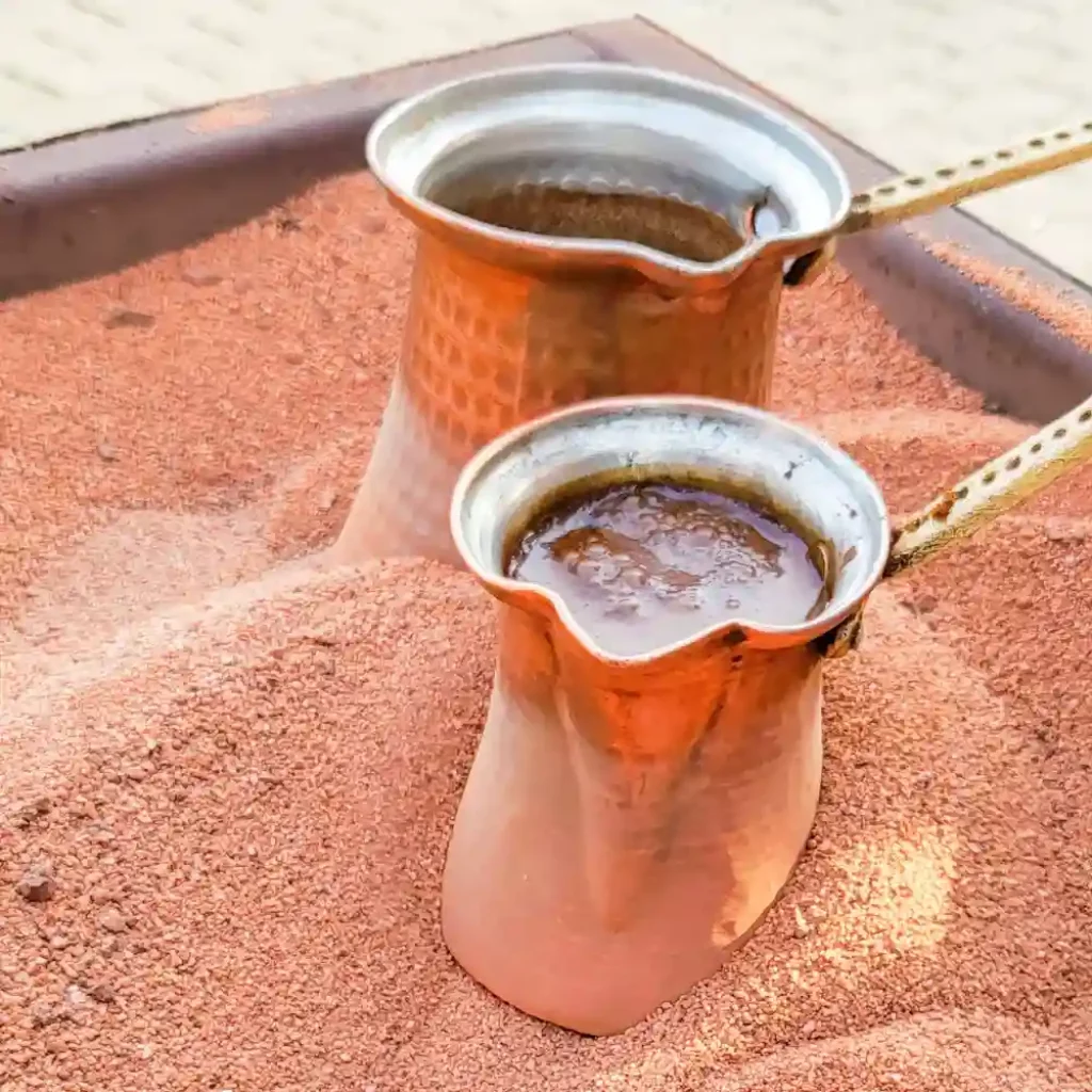 turkish sand coffee brewing