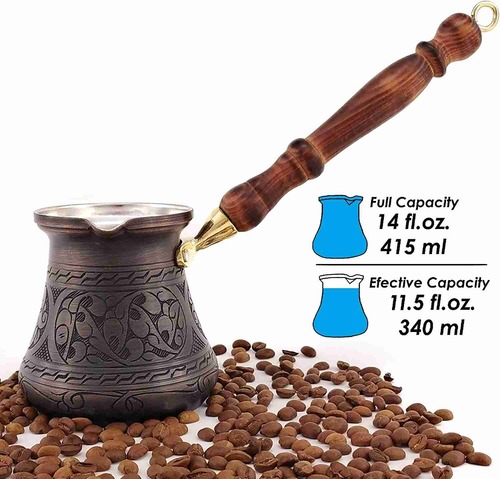 The Silk Road Trade PCA Series Copper Turkish Coffee Pot - Large Size